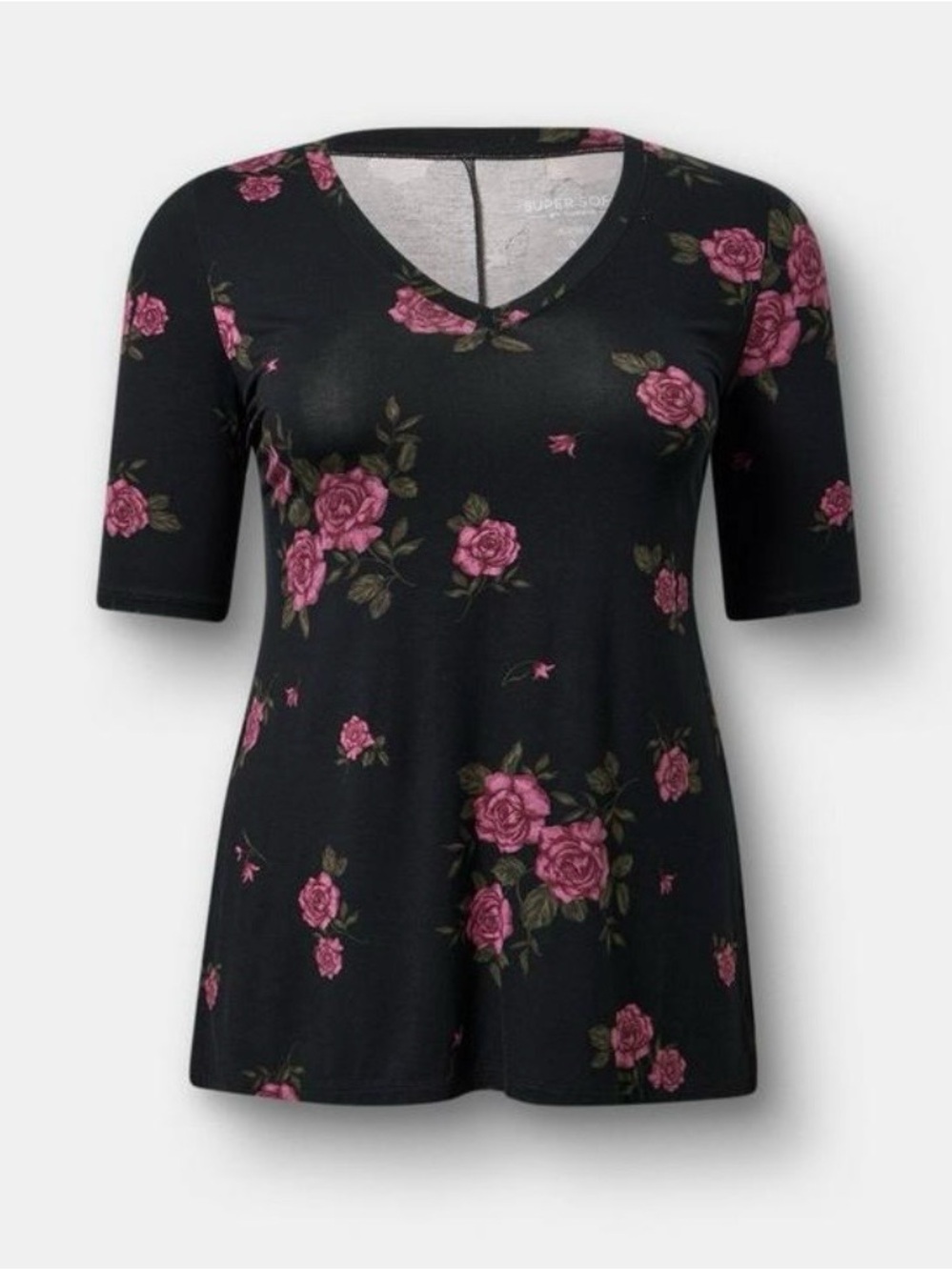 Torrid Black Super Soft V-Neck Side Slit Tunic - Size 00 - Fits Large-XL - NWT!